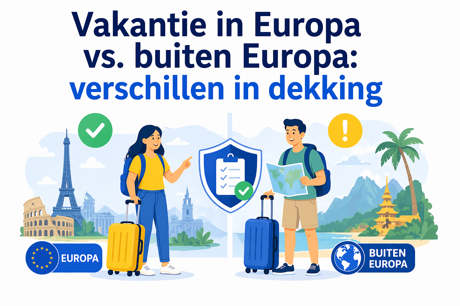 Vakantie in Europa vs. buiten Europa: verschillen in dekking